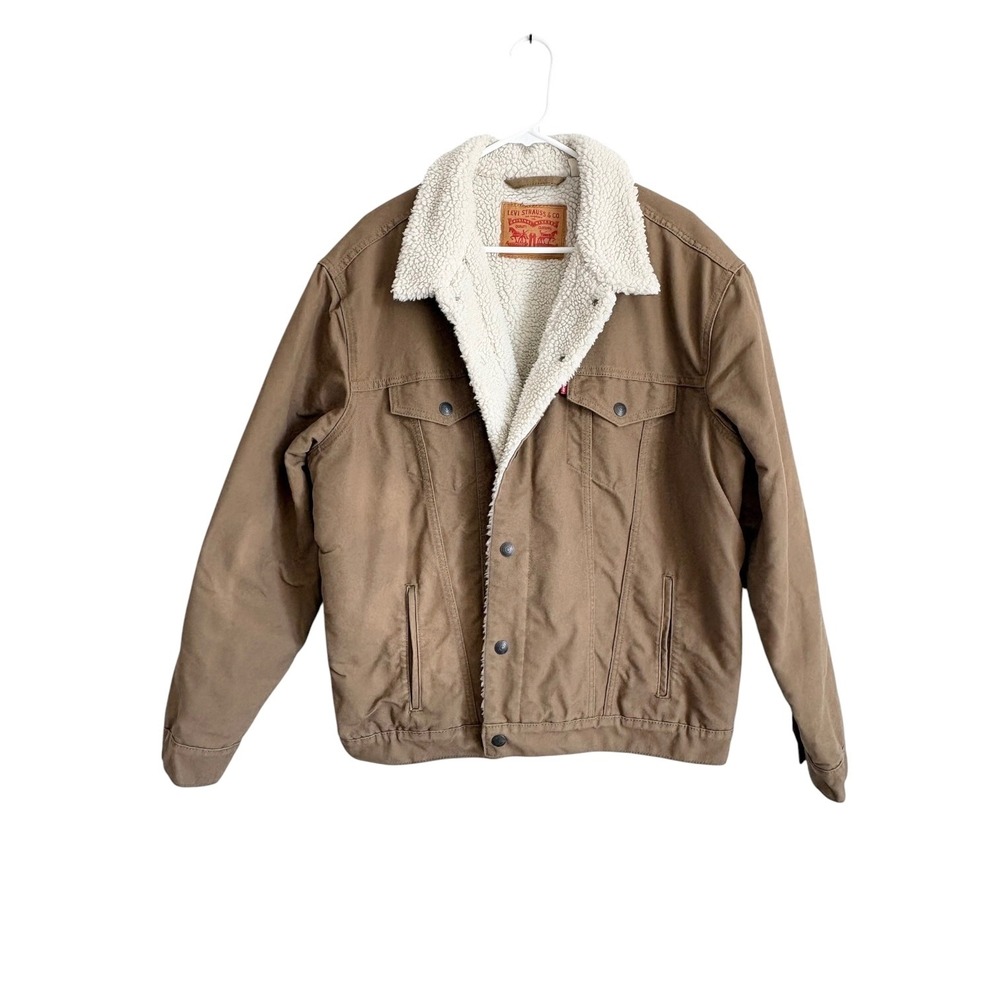 Levis Mens XL Trucker Jacket Type lll Brown Duck Canvas Sherpa Lined Type 3 Work